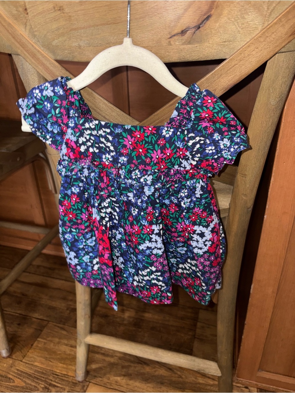 0-3 Month Janie and Jack Girls Navy Floral Short-Sleeve dress